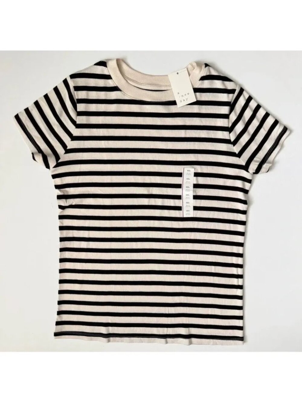 A New Day Womenβs Striped Short Sleeve Top Size XXL